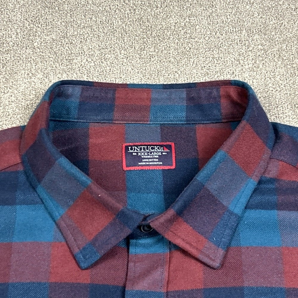 Untuckit Shirt Mens 3XL Flannel Button Up Lung Sleeve Colorful Check Casual - Picture 3 of 8
